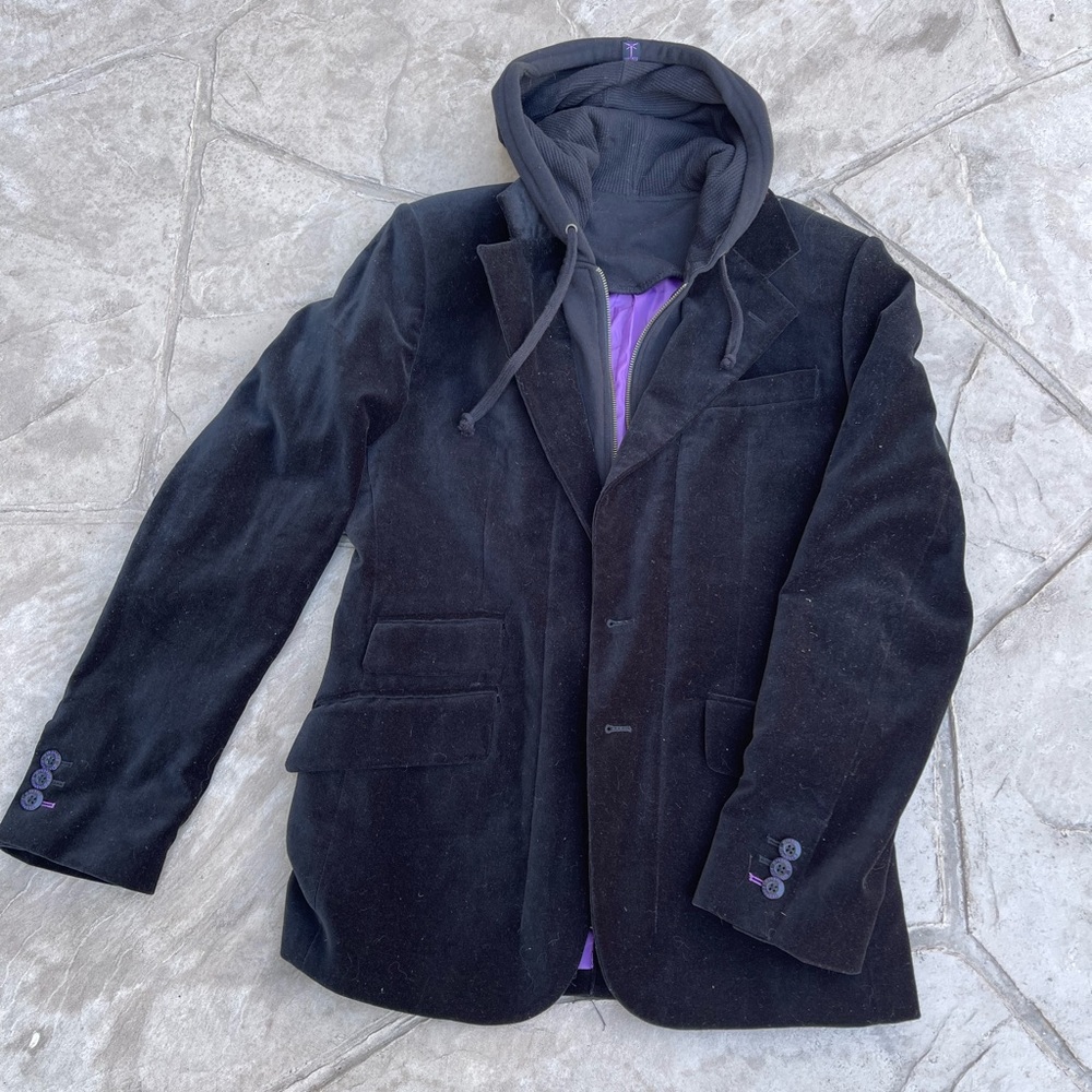 DRAGONFLY ROCK ‘N’ ROLL VELVET BLAZER W/ HOODIE INSERT FULL ZIP.